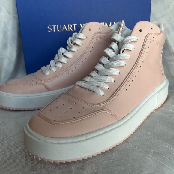 Stuart Weitzman Leather sneaker Ryan High to rosewater US. 8.5 $325 - Picture 1 of 7